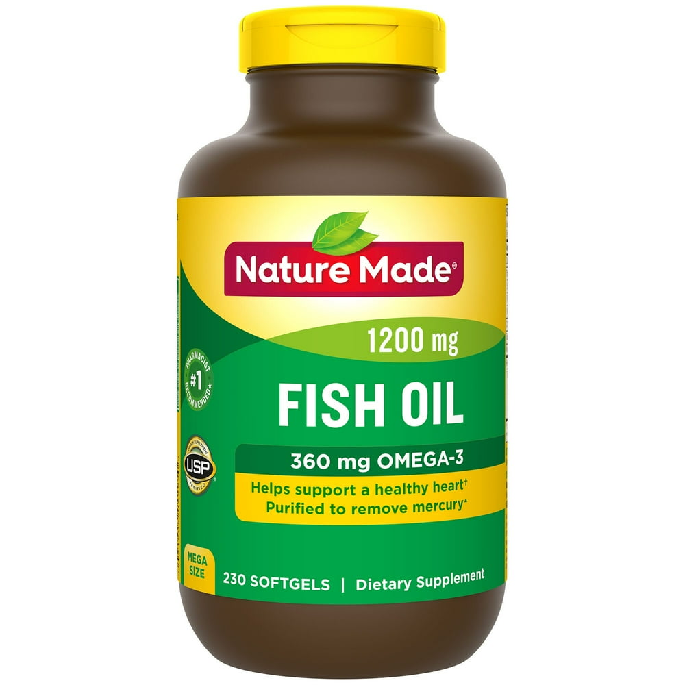 NATURE MADE Fish Oil, 1200 mg, Softgels, Mega Size, 230.0 CT Walmart