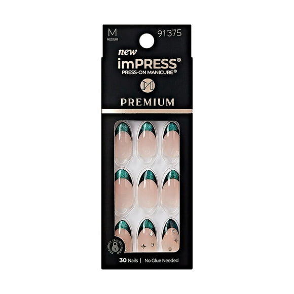 Uñas a presión Impress «Visions» con forma de almendra verde