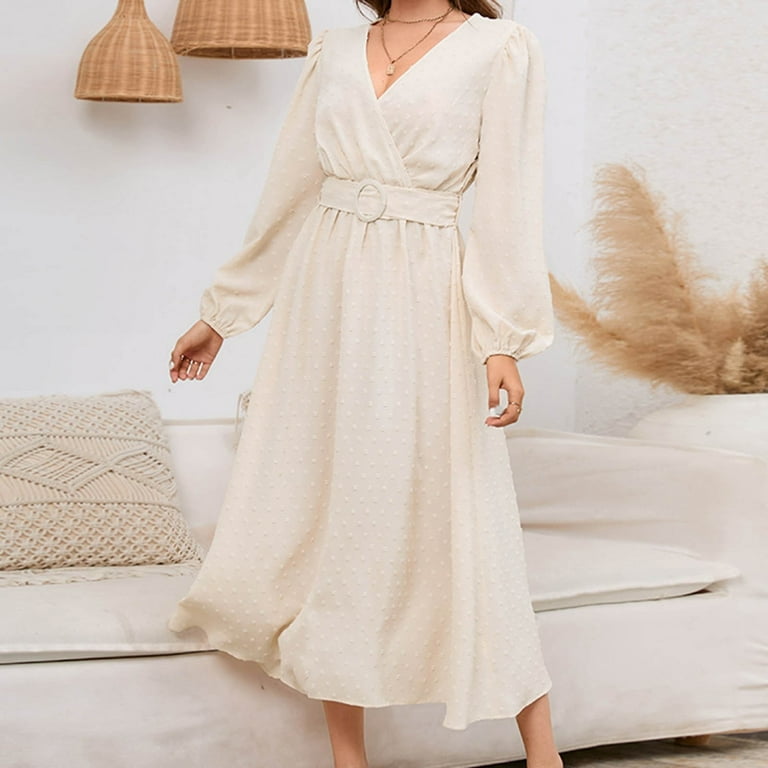 IROINNID Maxi Dress for Women Strapless V-Neck Wrap Dress Vintage V Neck Long Sleeve Solid Dresses ,Beige - Walmart.com IROINNID Maxi Dress for Women Strapless V-Neck Wrap Dress Vintage V Neck Long Sleeve Solid Dresses ,Beige - Walmart.com