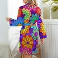 thumbnail image 4 of Robe de Pyjama Rétro Psychédélique pour Femmes Imprimé Fleurs Hippies Vêtements de Nuit Manches Longues Col en V Pyjamas Graphiques Robe Rétro, 4 of 4