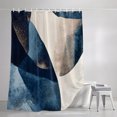 thumbnail image 3 of Shower Curtains for Bathroom, Navy Blue Geometric Waterproof Fabric Shower Curtain, Modern Beige Abstract Art Decorative Bathroom Curtain for Bathtub, 36"x72", No Hooks Included, 3 of 9