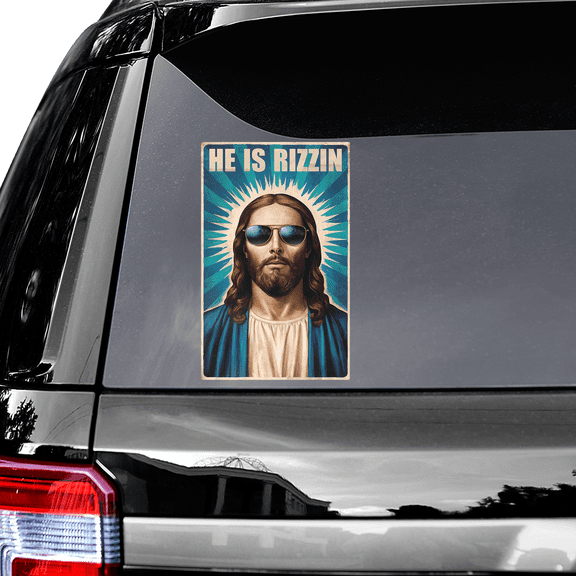 Lotusprinthandmade Funny Jesus Design Religious Christian Transparent Vinyl Decal 6x9 Inches