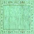 thumbnail image 1 of Ahgly Company Machine Washable Indoor Square Abstract Turquoise Blue Modern Area Rugs, 8' Square, 1 of 4