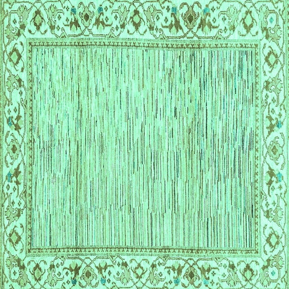 Ahgly Company Indoor Square Abstract Turquoise Blue Modern Area Rugs, 3' Square