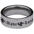 thumbnail image 4 of Tribal Wolf + Loyalty Faith Alpha Tungsten Carbide Ring, 4 of 9