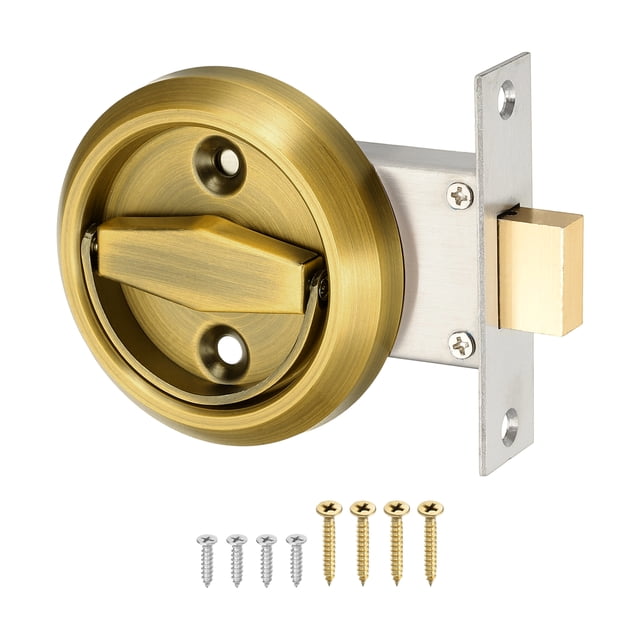 Poignée de Porte Ronde en Acier Inoxydable 2.95 Pouces avec Anneau Unique, Jaune