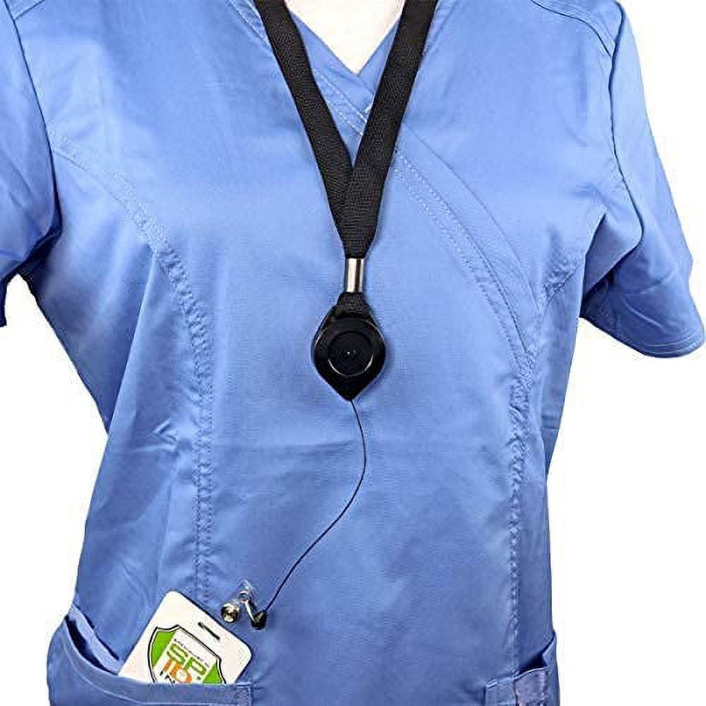 25 Pack - Comfort Lanyard with Locking Badge Reel - Locks in Open (Extended) Position with Push Button Recoil - Quick Release Safety Breakaway for Insert & Swipe Key Cards by Specialist ID (Black)