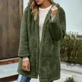 thumbnail image 6 of yardsong Women Fuzzy Jacket Full Zip Up Hooded Warm Casual Fall Winter Fleece Cardigan Sherpa Coat Outwear 2025 Army Green,S, 6 of 9