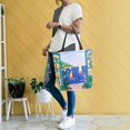 thumbnail image 4 of FORMRS Womens Canvas Tote Bag with Zipper Inner Pocket Shoulder Handbag, Green Seaside, 4 of 7