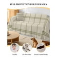 thumbnail image 4 of Beige Plaid Couch Cover for Dogs, Vintage Grid Stripe Minimalist Art Linen Washable Sofa Covers Slipcover for Pets Dogs Futon Cover, Couch Recliner Covers, Oversized Chair Slipcover 71"x91", 4 of 9