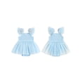 thumbnail image 3 of Aojekbee Baby Girl Summer Romper Dress Casual Mesh Patchwork Ruffles Ribbed Jumpsuit for Newborn Toddler Cute Clothes, 3 of 10