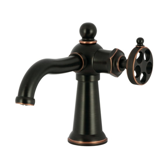 Kingston Brass KS354RKZNB Wendell One-Handle Single-Hole Bathroom Faucet with Knurled Handle and Push Pop-Up Drain, Naples Bronze