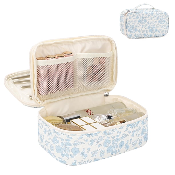 Bolsa de maquillaje de viaje Relavel Small Floral con compartimento para brochas