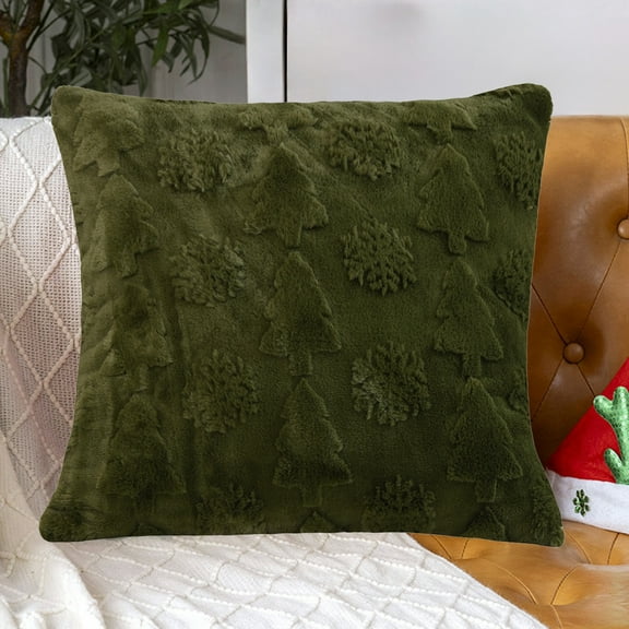 Solid Color Pillow Cover with Invisible Zipper for Christmas Sofa Bed Home Decor Washable Living Room Cushion Case(Army Green)
