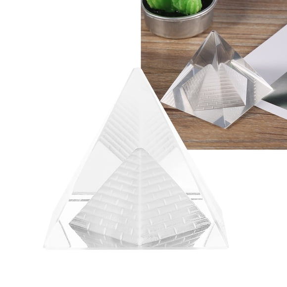 Crystal Pyramid Quartz Stone Carving Figurine Clear Quartz Pyramid Healing Stone for Fortune Home Decor
