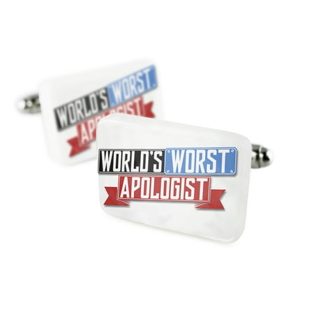 Cufflinks Funny Worlds worst ApologistPorcelain Ceramic NEONBLOND