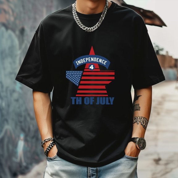 Men's T Shirt Round Neck Patterned Tee Summer New Sports Shirt Vintage Style Gift for Friends XS