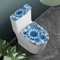 thumbnail image 2 of HELLHERO Floral Design Toilet Lid Seat Cover Set & Toilet Lid Cover and Toilet Tank Lid Cover with Adjustable Polyester Fabric for Washable, Stays in Place, 2 of 8