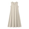 thumbnail image 4 of QUNYINEY A Line Women's Dresses Summer Sleeveless Long Sundress Solid Casual with Slit Loose Fit V-Neck Dresses, 4 of 7