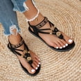 thumbnail image 4 of Rokment Womens Bohemian Flip Flops Dress Flat Thong Sandals Ethnic Beach Summer Flower Comfortable Low Heel Slingback Walking Shoes for Vacation Black Size 6, 4 of 7