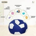 thumbnail image 5 of Ample Decor Soccer Leatherette Bean Bag Cover (Filler Not Included), Double Stitched, Ideal for Children and Teenagers - White and Blue, 5 of 6