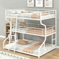 thumbnail image 2 of Euroco Solid Metal Bed, Full XL over Twin XL over Queen Size Triple Bunk Bed for Kids Teens Room, Three Beds for Both Kids and Adults, White, 2 of 13