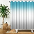 thumbnail image 2 of 84x72 Inch Ombre Blue to Grey Texture Waffle Shower Curtain Three Gradient Color Stripe Bathtub Curtain Modern Fashion Farmhouse Bath Curtain for Women Bathroom Decor Fabric with Hooks, 2 of 6