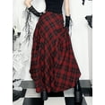 thumbnail image 3 of FEOYA Women's Goth Asymmetrical Skirt Ladies Plaid Punk Skirts Irregular Pleated Y2K Skirt Layered Flowy Gothic Ruffle Skirts A Line Mini Grunge Skirts S, 3 of 7
