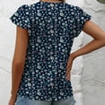thumbnail image 6 of JANDEL Summer Tops for Women Dressy Casual Flowy Chiffon Blouse Double Ruffle Short Sleeve Dark Blue S-2XL, 6 of 7