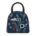 thumbnail image 1 of Balery Navy Blue Geometric Bolsa de Almuerzo para Mujeres, Caja de Almuerzo, Bolsa de Almuerzo Pequeña Impermeable, Tote de Almuerzo Reutilizable con Gran Capacidad, 1 of 6