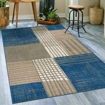 Luxe Weavers Modern Plaid Blue 8x10 Area Rug, Stain-Resistant Carpet