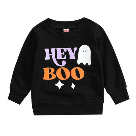 

nsendm Toddler Boys Girls Long Sleeve Cartoon Letter Prints Pullover Tops Active Shirt Shirt Black 12-18 Months