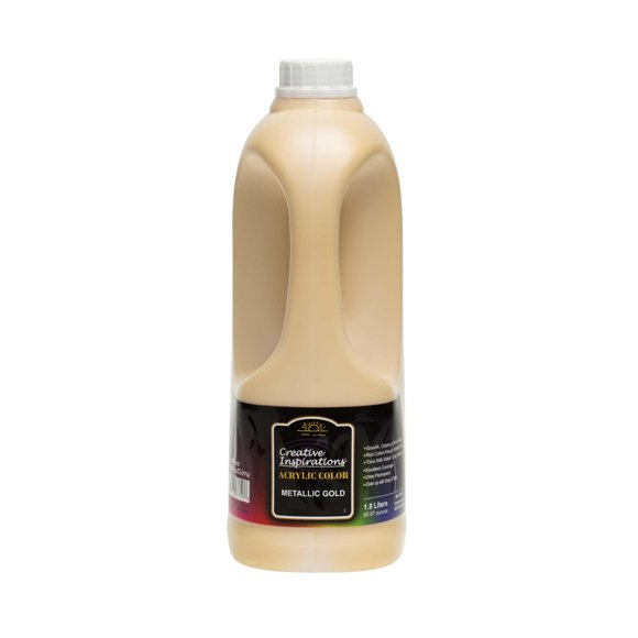 Creative Inspirations Acrylic Paint - Metallic Gold - 1.8 Liter - Smooth & Creamy Consistency, Vibrant Pigmentation, Great Coverage for Artists - Clean Up with Soap & Water