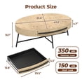 thumbnail image 2 of TROPOW Coffee Table with Drawer Mid-Century Modern Center Table 47.2" Wooden Coffee Table with Storage and Cross Metal Legs Unique Curved Design for Living Room, 2 of 8