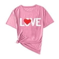 thumbnail image 2 of Vmvidoty Womens Love Shirt Causl Loose Short Sleeve Letter Heart Graphic Tee Summer Tops Pink XL, 2 of 5