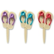 Summer Flip Flops Sandals Tropical Cupcake Picks Pics (24 Count)