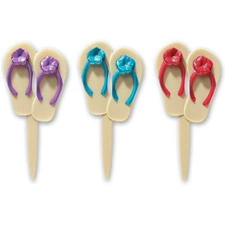 Summer Flip Flops Sandals Tropical Cupcake Picks Pics (24 Count)