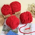 thumbnail image 4 of 4 Rolls 240M Thick Chenille Yarn Red Bulky Crochet Yarn Polyester Fluffy Jumbo Plush Soft Giant Thick Fuzzy Yarns for Crocheting Knitting Handmade Amigurumi Weaving Thick Blanket DIY Craft Red, 4 of 6
