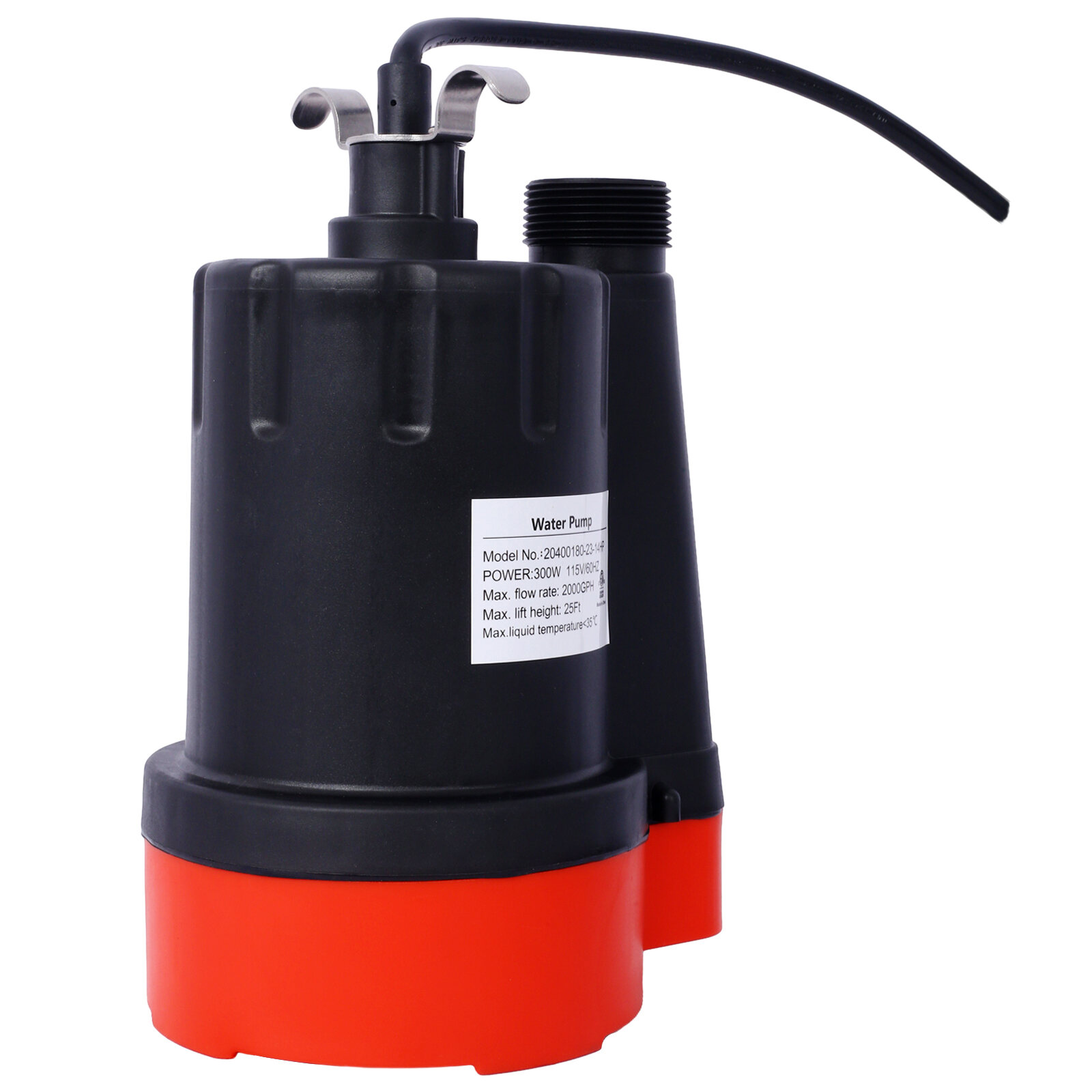 Submersible Water Pump, 1/4HP 2000GPH Thermoplastic Utility Pump Portable Electric Water Pump Sump Pump, With 10 Feet Power Cord.,