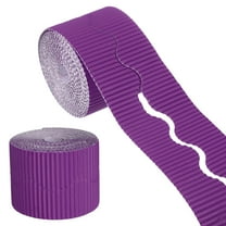 Uxcell 49.2ft Bulletin Board Border, Corrugated Paper Decorative Wavy Border, Scalloped Rolled Border Trim for Crafts Classroom Offices DIY Project Party Birthday Decoration, Purple