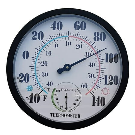 

Garden Wall Patio Weather Thermometer Hygrometer Number 10 in Diameter (Black)