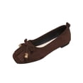 thumbnail image 2 of BRGZLK Women's Comfortable Ballet Flats Casual Versatile Plus Size Breathable Tassel Bow Square Toe Shoes Soft Comfortable Sole Slip-On Flats Dressy Flats Coffee 9, 2 of 5