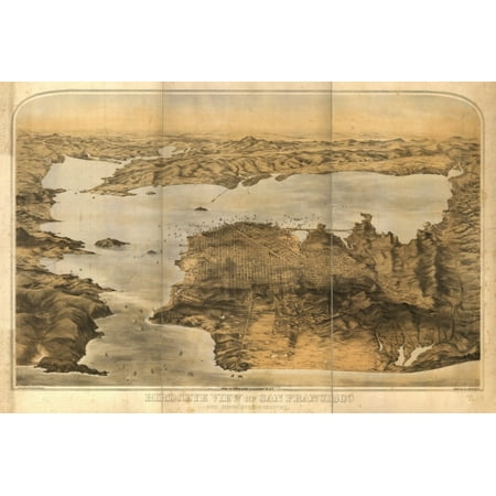 Old Map of San Francisco California 1876 San Mateo County Canvas Art -  (24 x