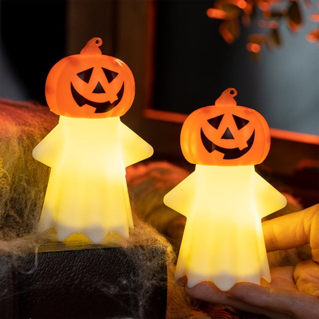 Multicolor Halloween Pumpkin Ghost Night Light Led Candle Decoration Battery Operated Flameless Tea Light For Party Decor 4.33X2.75X2.16 Inch Spooky Glow Light