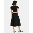 thumbnail image 2 of Time and Tru Women's and Women's Plus Double Cloth Cotton Midi Dress, Sizes XS-4X, 2 of 4