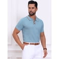 thumbnail image 4 of DARING DIVA Men's Knitted Ribbed Hem Short Sleeve Textured Golf Shirts S Light Blue, 4 of 7