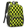 thumbnail image 2 of Yellow and Black Checkered Pattern 17" School Backpacks for Teens,Waterproof Oxford Fabric,S-Shape Padded Straps for School,Travel,Hiking,Camping, 2 of 6