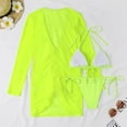 thumbnail image 6 of MGDXOX Women's 3 Piece Swimsuits Triangle Thong Halter String Bikini Bathing Suit with Drawstring Pull On Cover Up Swimwear Green L, 6 of 6