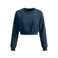 thumbnail image 3 of Gytharion Women's Cropped Sweatshirts Crew Neck Patch Pocket Solid Color Soft Comfortable Classic Pullovers Fashion Cozy Athleisure Pullover Tops, 3 of 7