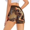 thumbnail image 2 of Uemuo Cartoon Cooking Cat Pattern Women's Athletic Shorts High Waisted Running Shorts with Liner Pockets Gym Elastic Workout Shorts-X-Large, 2 of 9